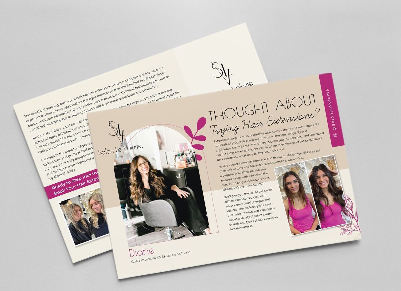 Two postcards titled Thought About Trying Hair Extensions