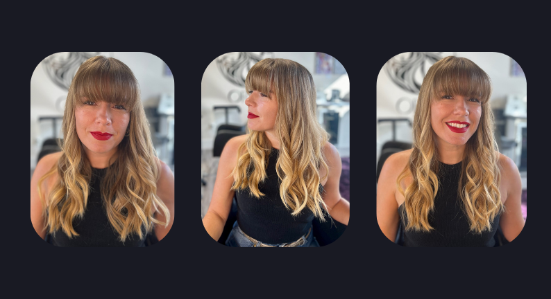 Kristina with her hair styled in beachy waves