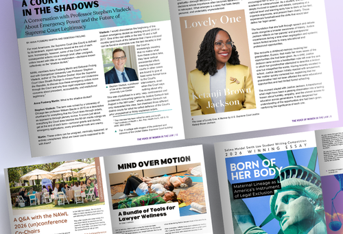 Pages of Volume 110, No. 1-2 of the Women Lawyers Journal.