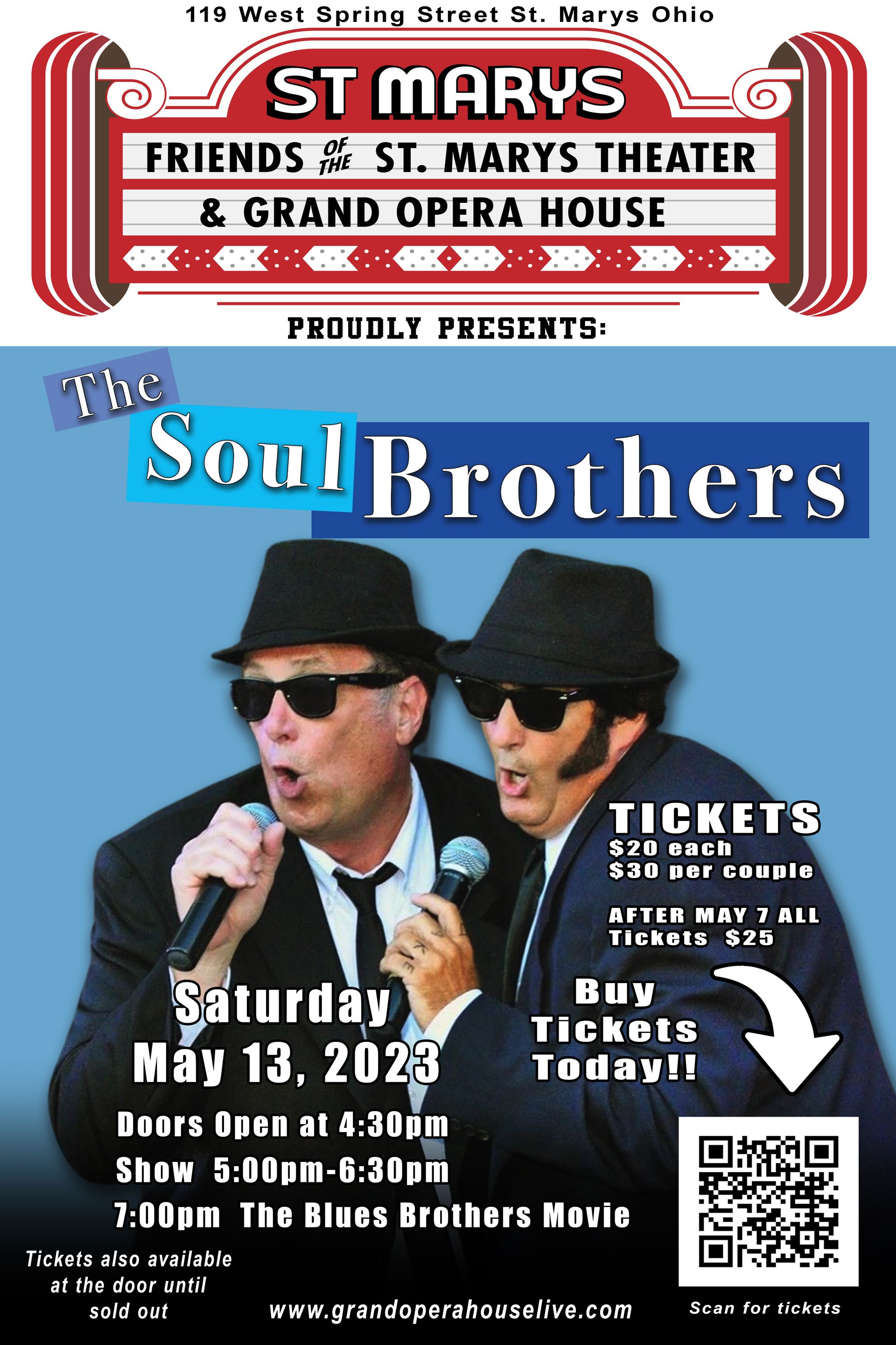 A poster for the soul brothers shows two men singing into microphones