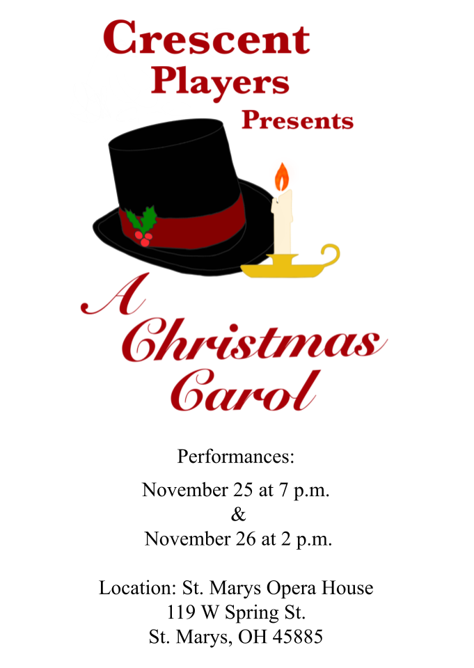 A poster for crescent players presents a christmas carol