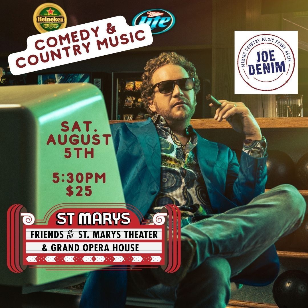 An advertisement for joe denim comedy and country music