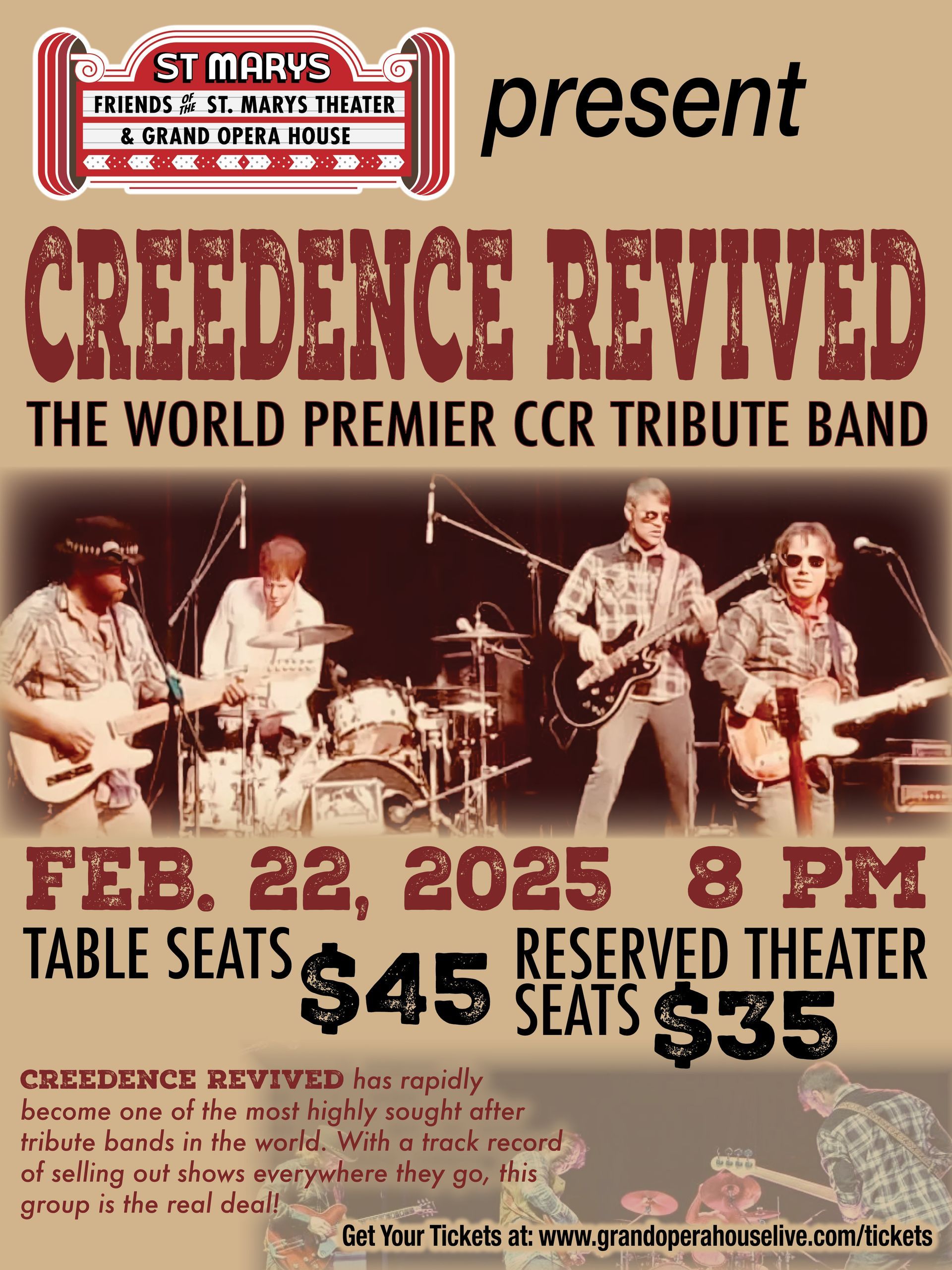 A poster for creedence revived the world premier ccr tribute band