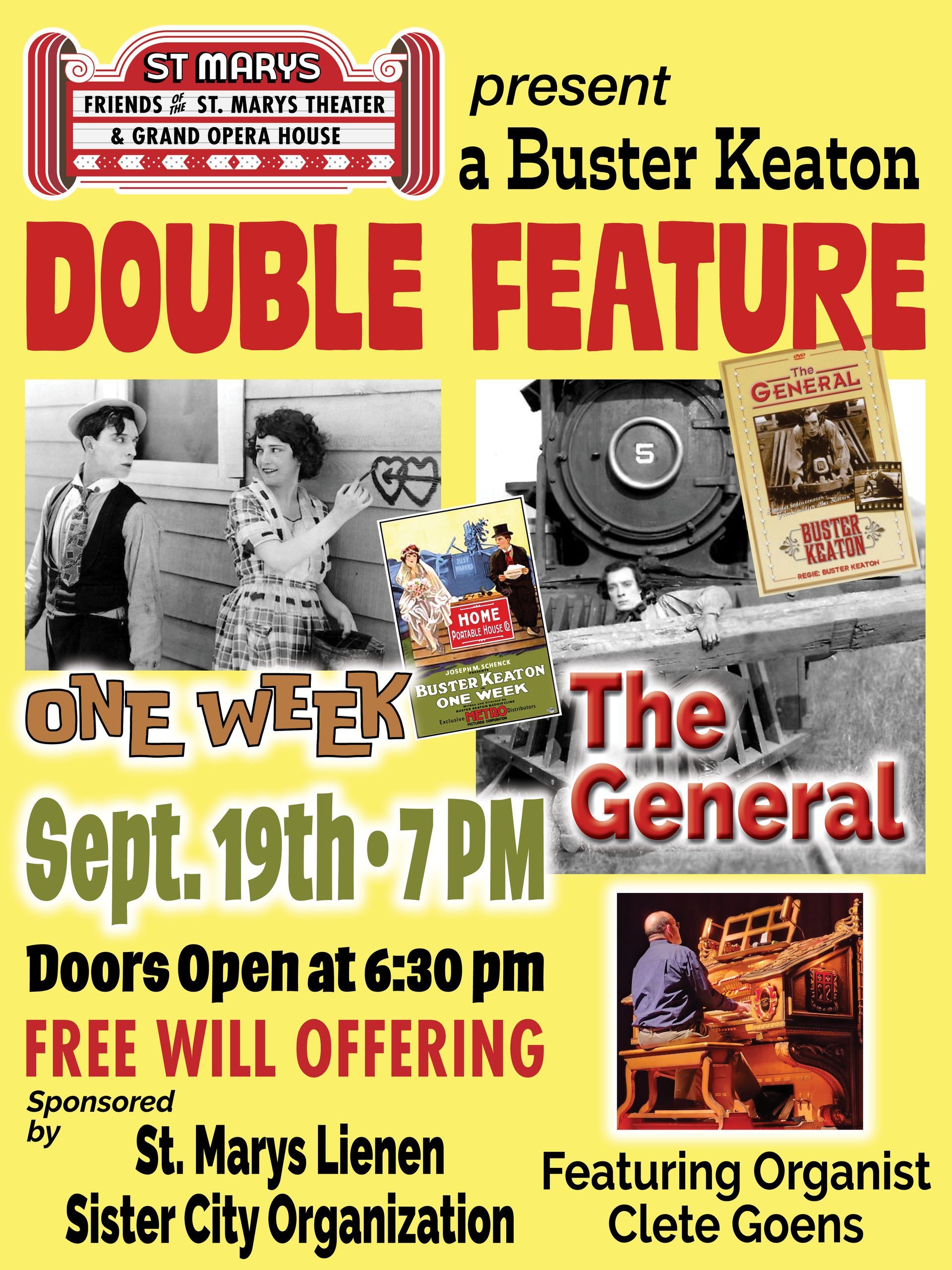 A poster for a buster keaton double feature