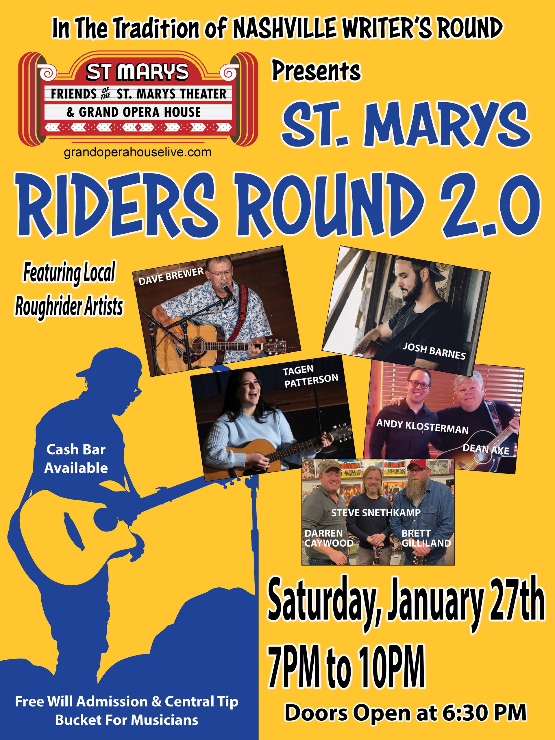 A poster for st. mary 's riders round 2.0 on saturday january 27th