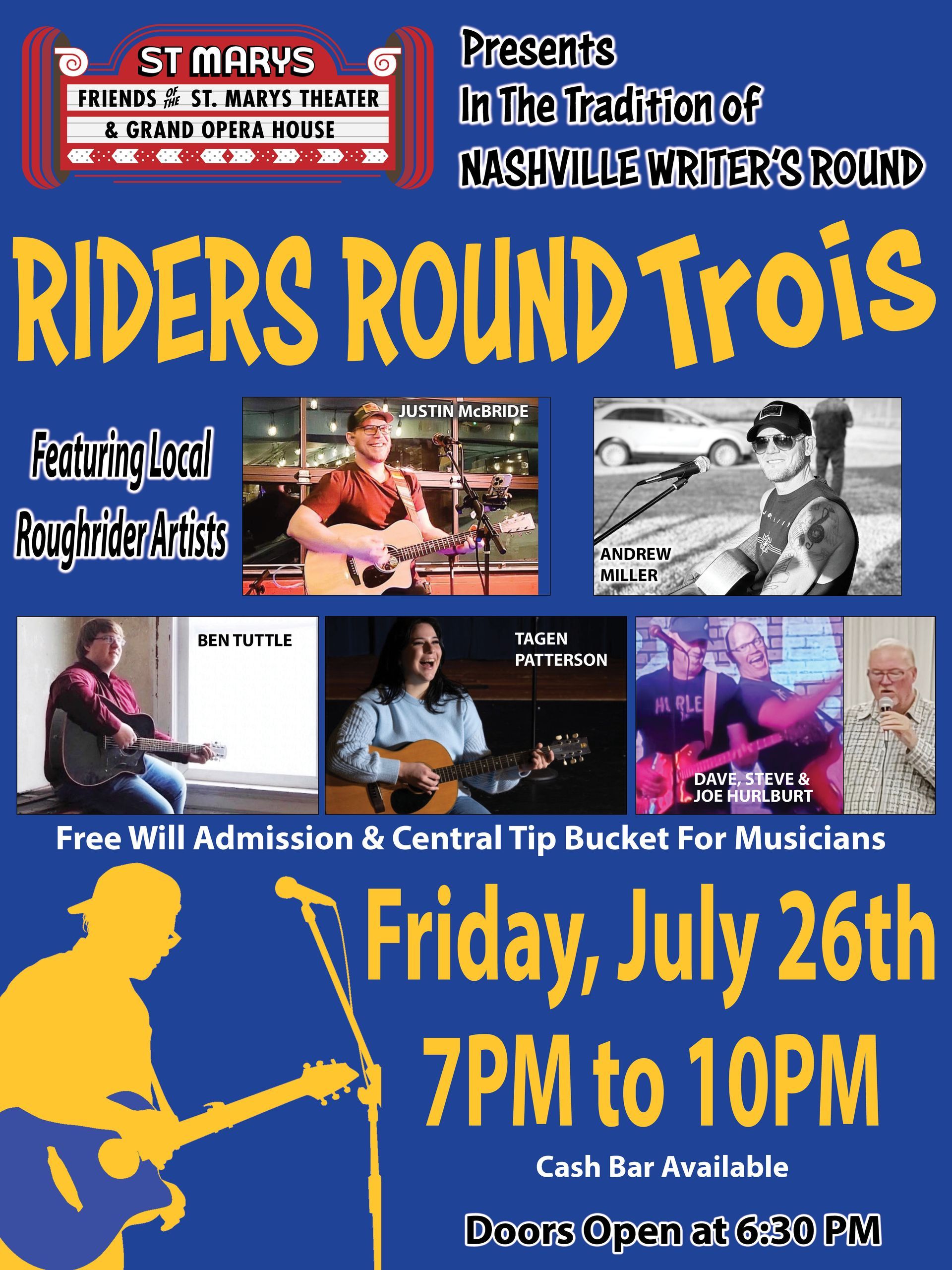A poster for riders round trois on friday july 26th