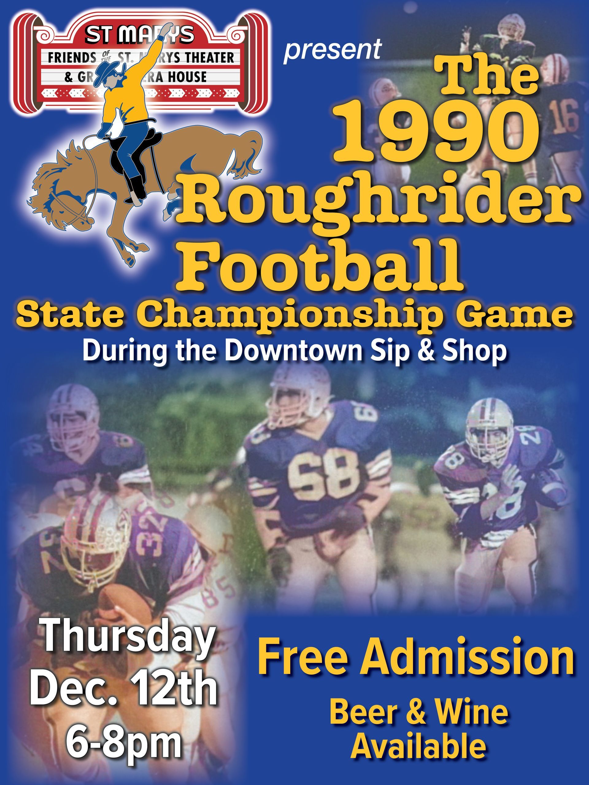 A poster for the 1990 roughrider football state championship game