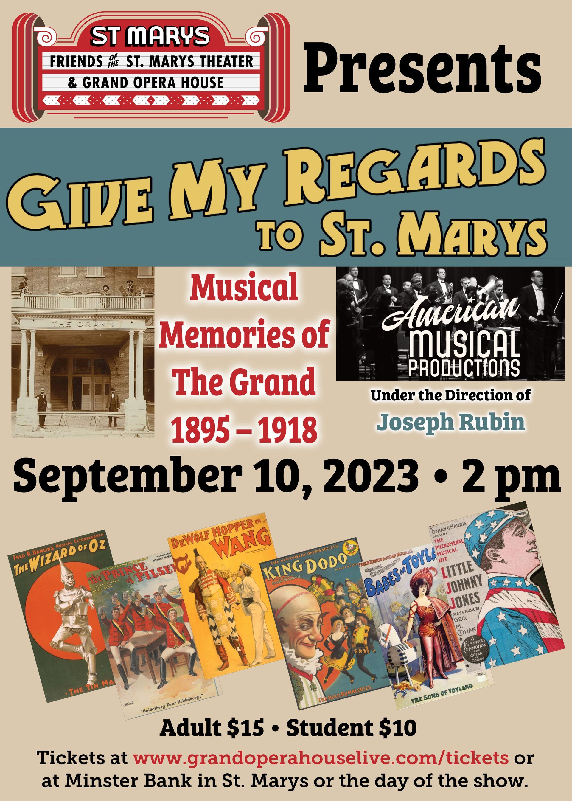 A poster for a musical called give my regards to st. mary 's.