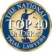 A logo for the national top 40 under 40 trial lawyers.