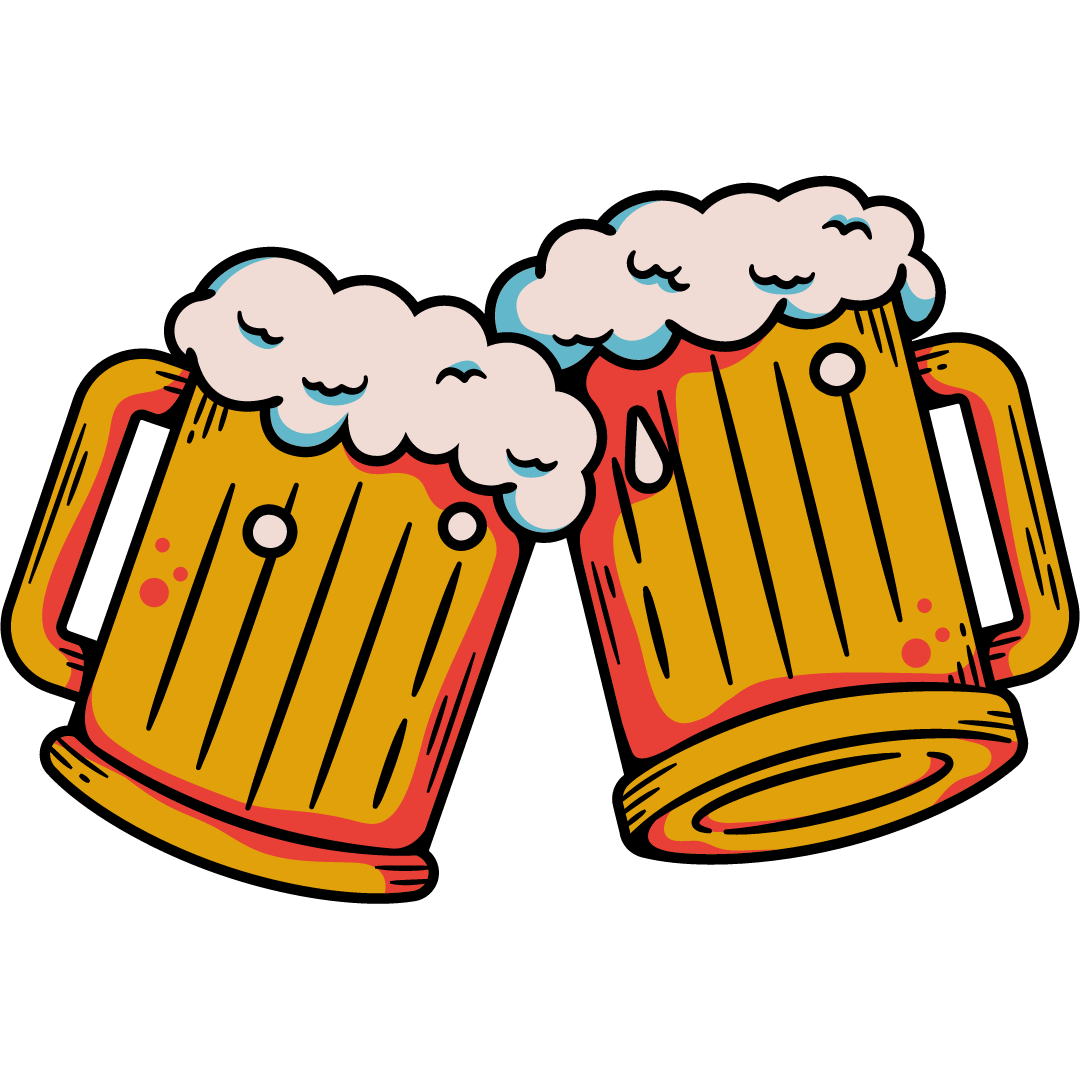Twee mokken bier met schuim erop roosteren elkaar.