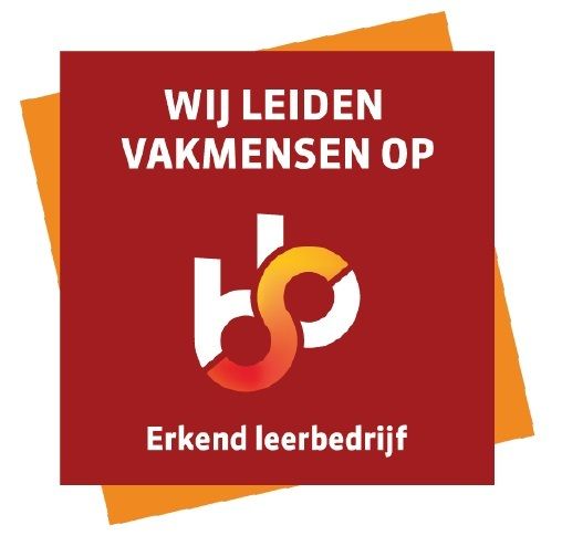 A logo for wij leiden vakmensen op erkend leerbedrijf
