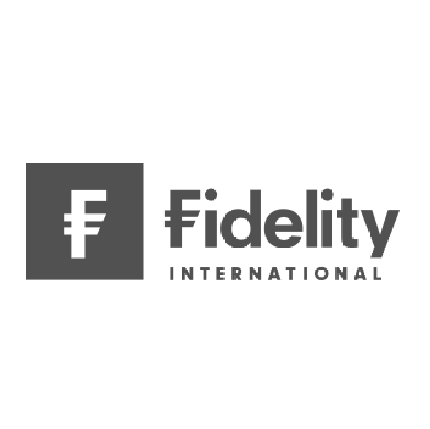 Fidelity International logo: gray square with stylized 