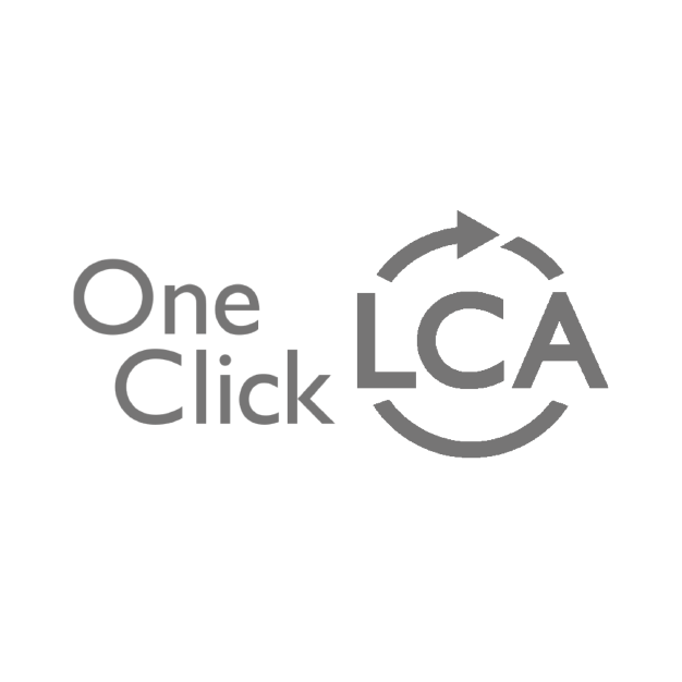 Logo for One Click LCA, with text and a circular arrow around 