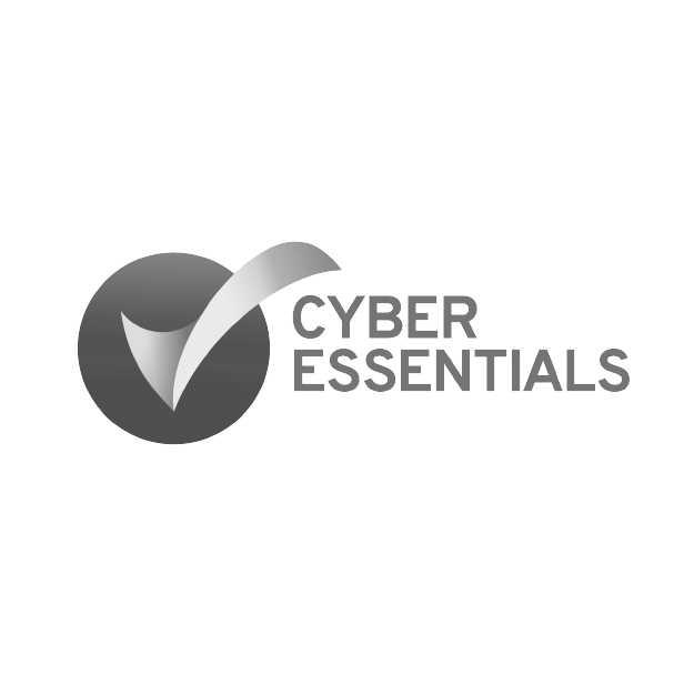 Cyber Essentials logo: gray checkmark within a circle, text 