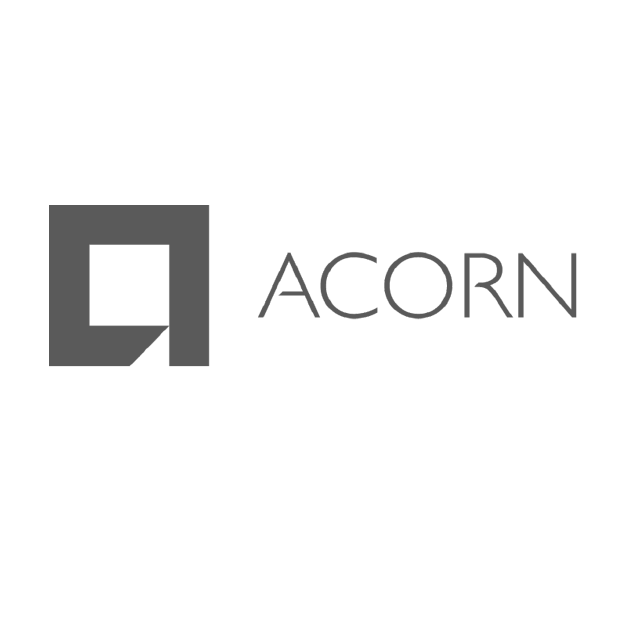 Gray square logo with a stylized 