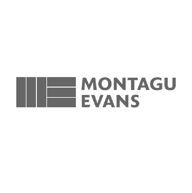 Montagu Evans logo: gray stacked rectangular graphic next to text 