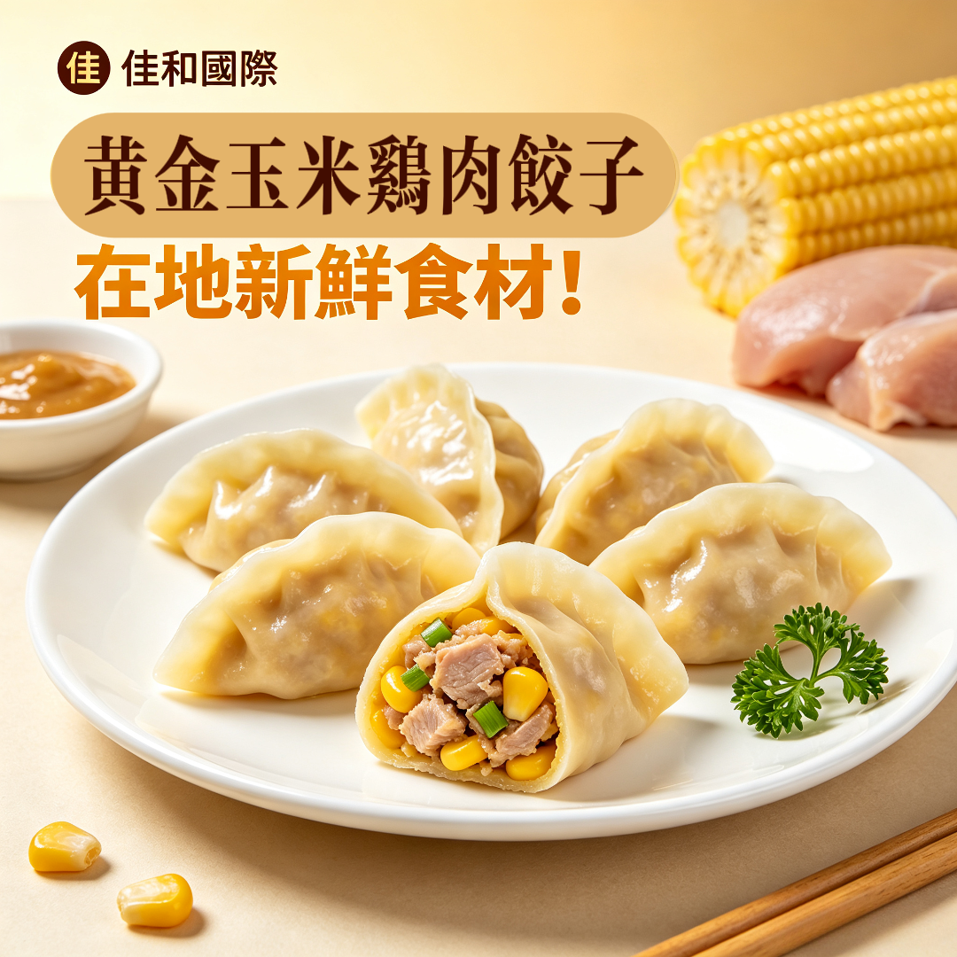 冷凍-黃金玉米雞肉水餃