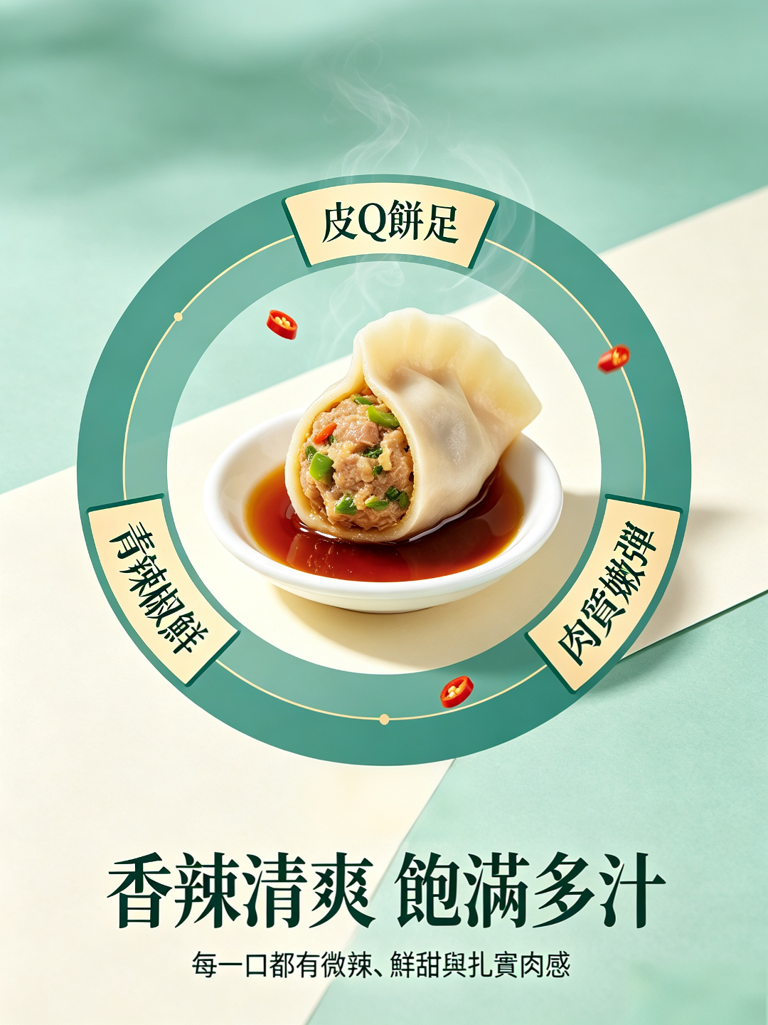 冷凍-剝皮辣椒雞肉水餃