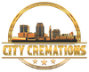 Gold City Cremations logo with skyline and three stars