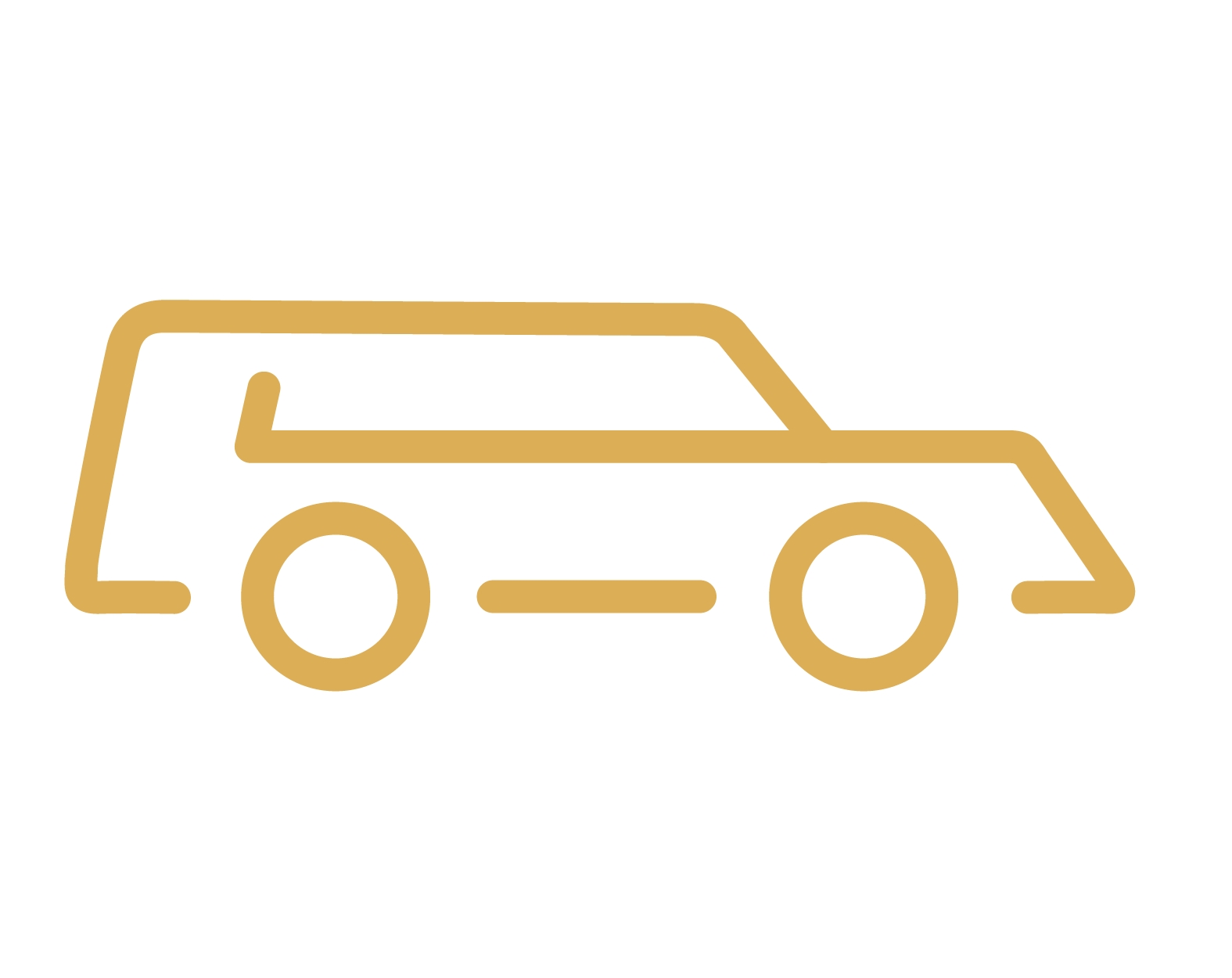 Gold outline of a car icon on a white background