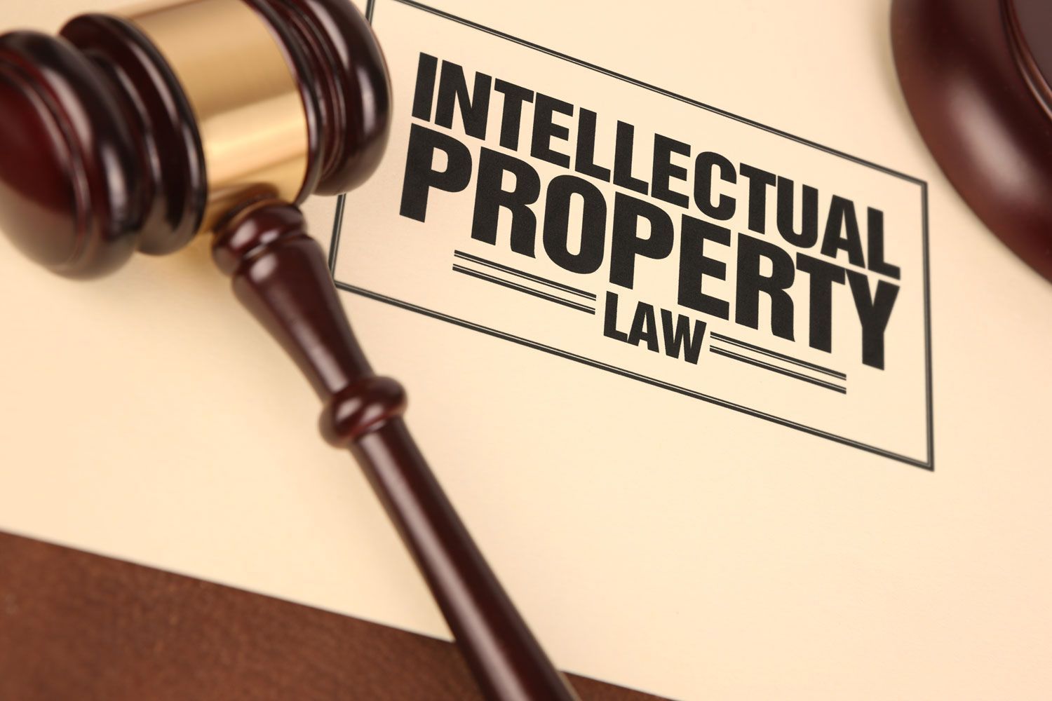 law gavel and intellectual property law document