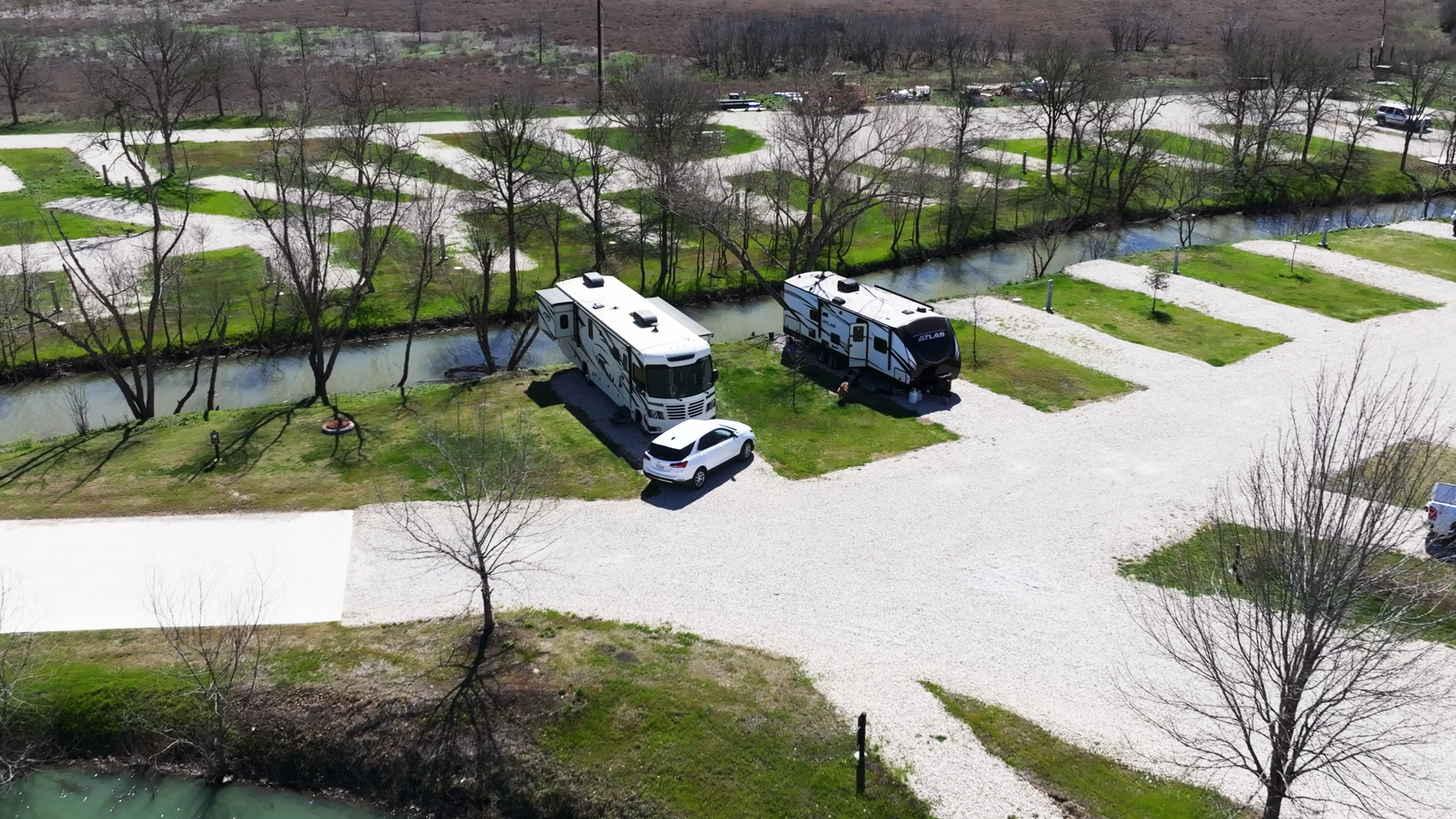 placeholder a rv is parked in the middle of a forest