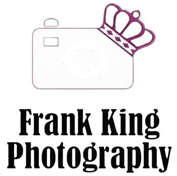 Outline of a camera with a purple crown, text 