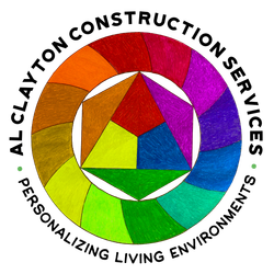 A colorful logo for al clayton construction services