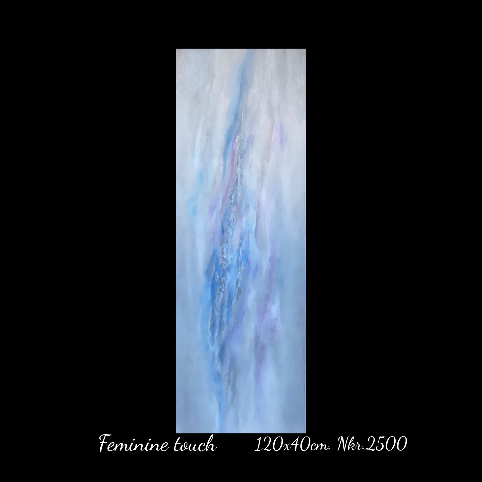 A painting of a waterfall on a black background.