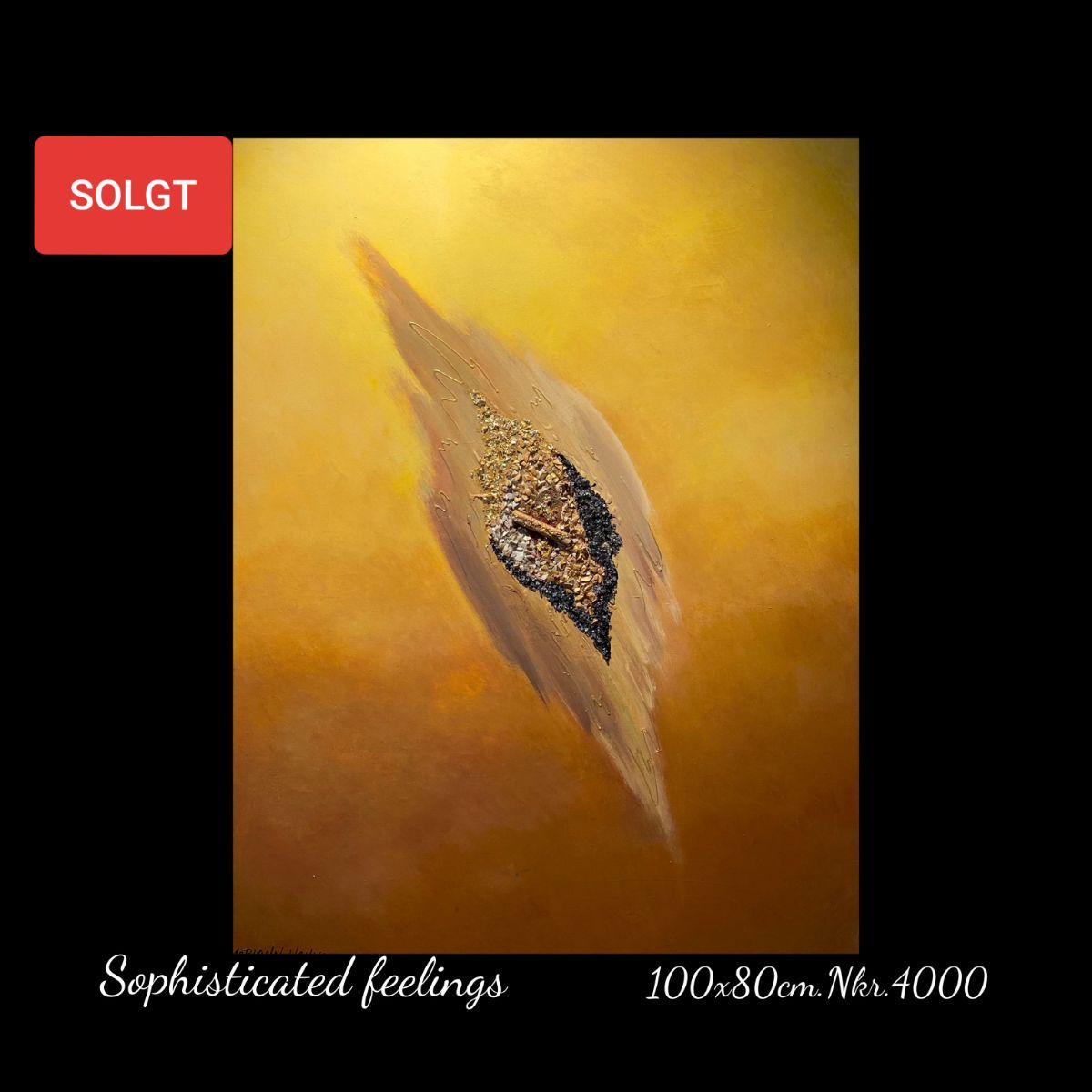 A painting of a feather is being sold