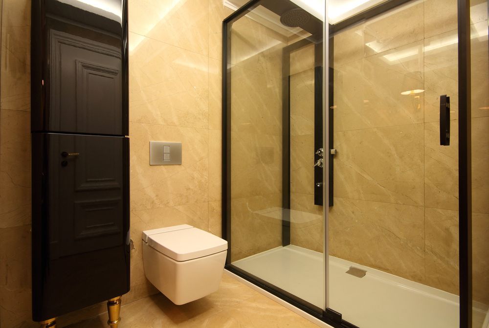 A Bathroom with A Toilet and A Walk in Shower — Colour Splash in Gosford, NSW