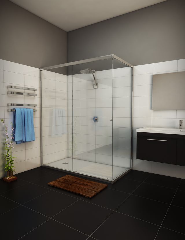 A Bathroom with A Toilet, Shower and Towel Rack — Colour Splash in Nelson Bay, NSW