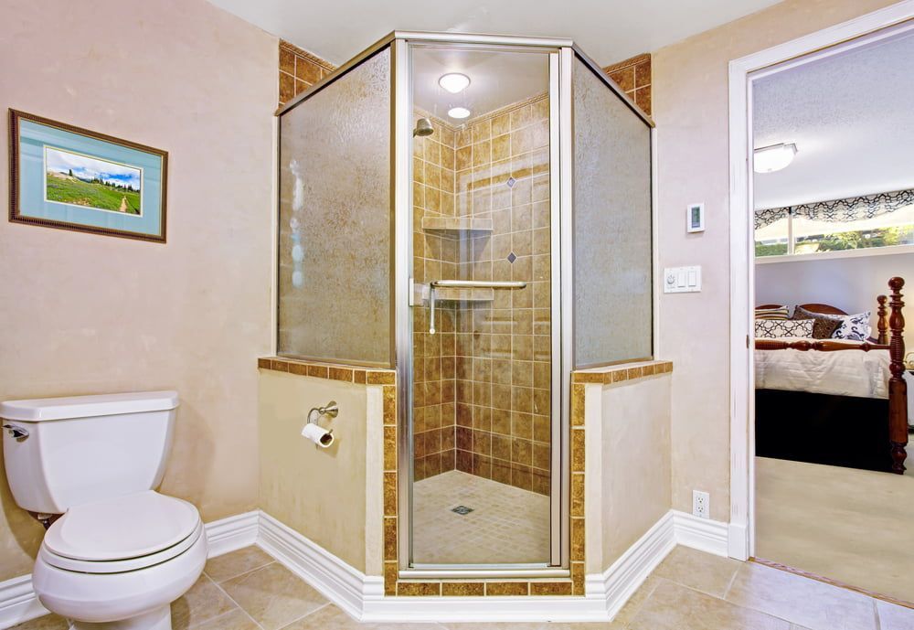 A Bathroom with A Toilet and A Walk in Shower — Colour Splash in Hunter Valley, NSW