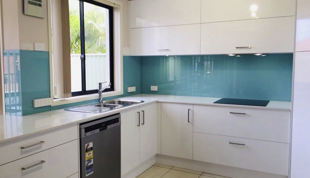 Coastal Blue Splashbacks Installed in A Modern Home Kitchen