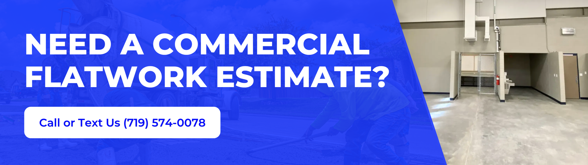 Commercial concrete flatwork estimate CTA banner for Peak Concrete Enterprises in Colorado Springs
