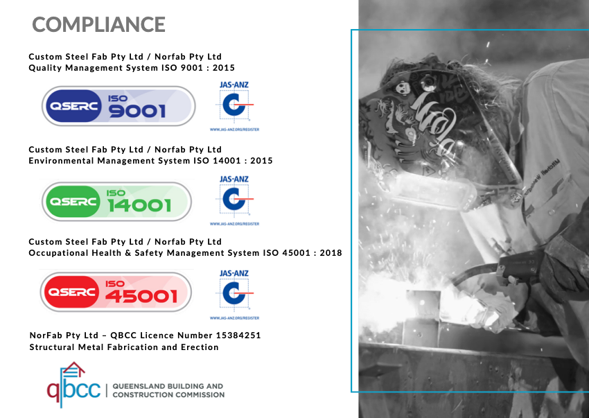 Compliance Certifications Poster — Custom Steel Fab in Bohle, QLD