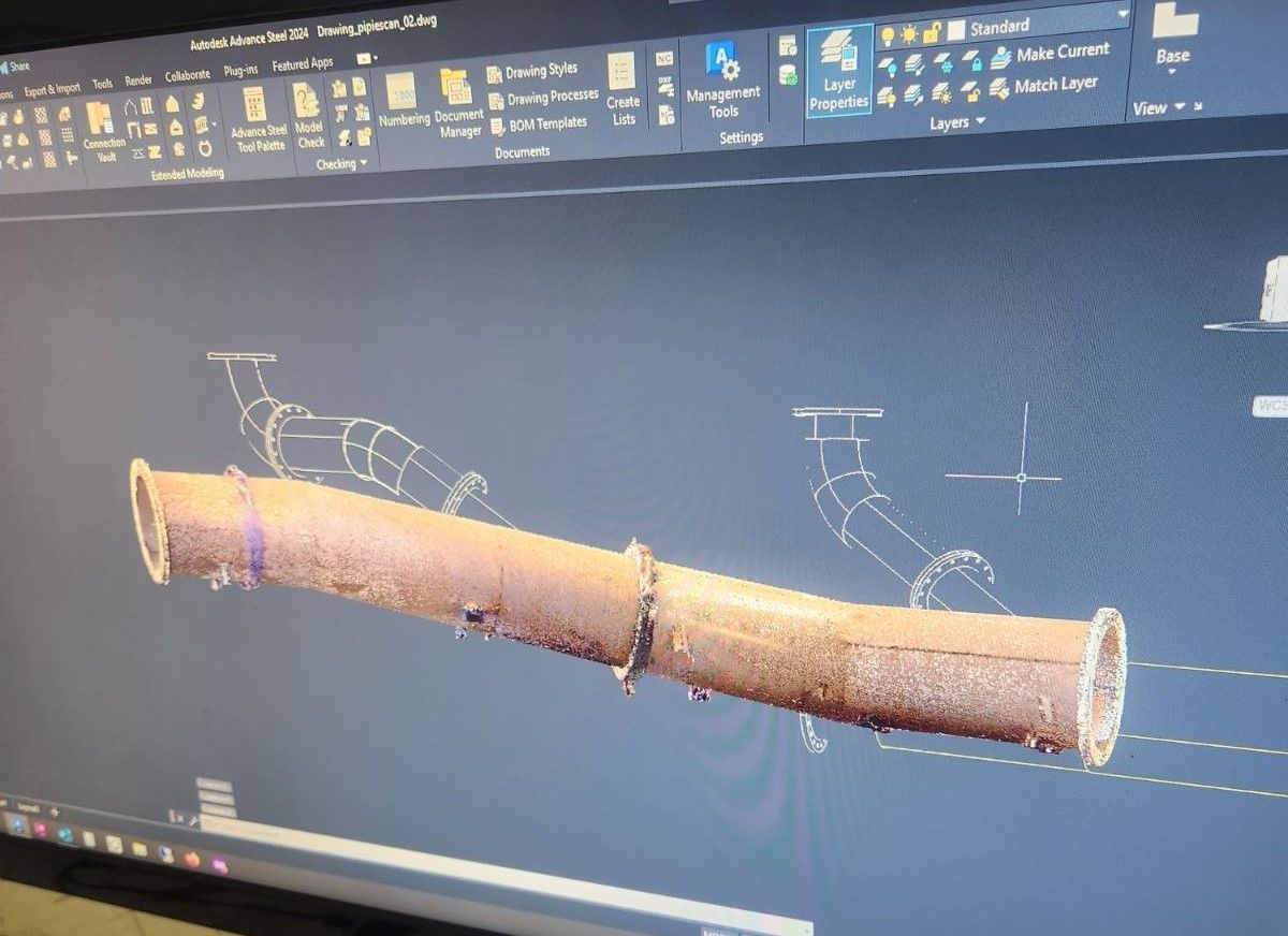 3d Cad Model of a Rusted Pipe Section Displayed in a Design Software Workspace — Custom Steel Fab in Bohle, QLD