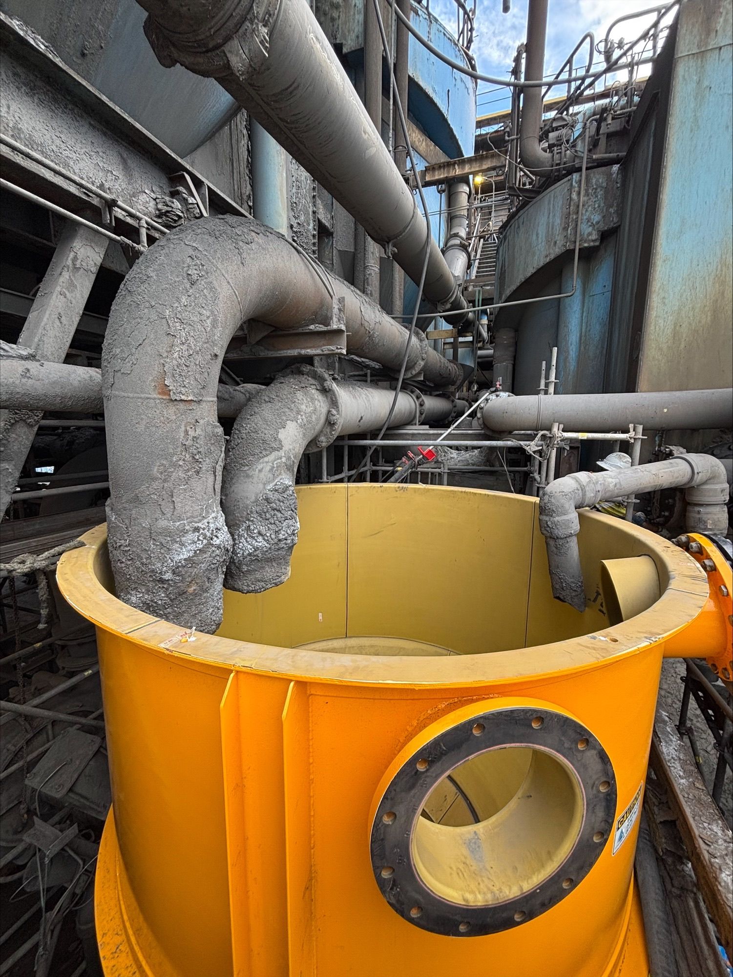 Orange Industrial Tank With Round Porthole — Custom Steel Fab in Bohle, QLD