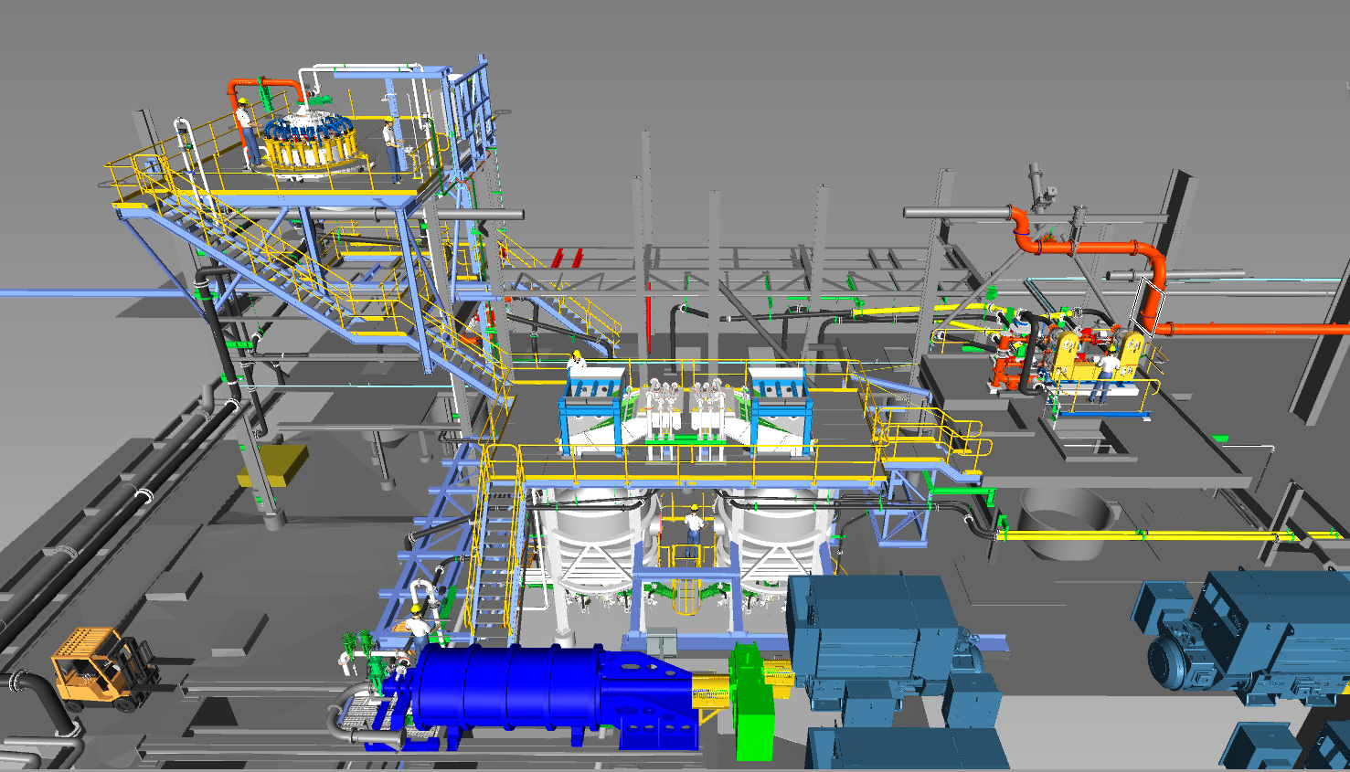 Factory Production LINE With Blue, Yellow, and Orange Machinery — Custom Steel Fab in Bohle, QLD