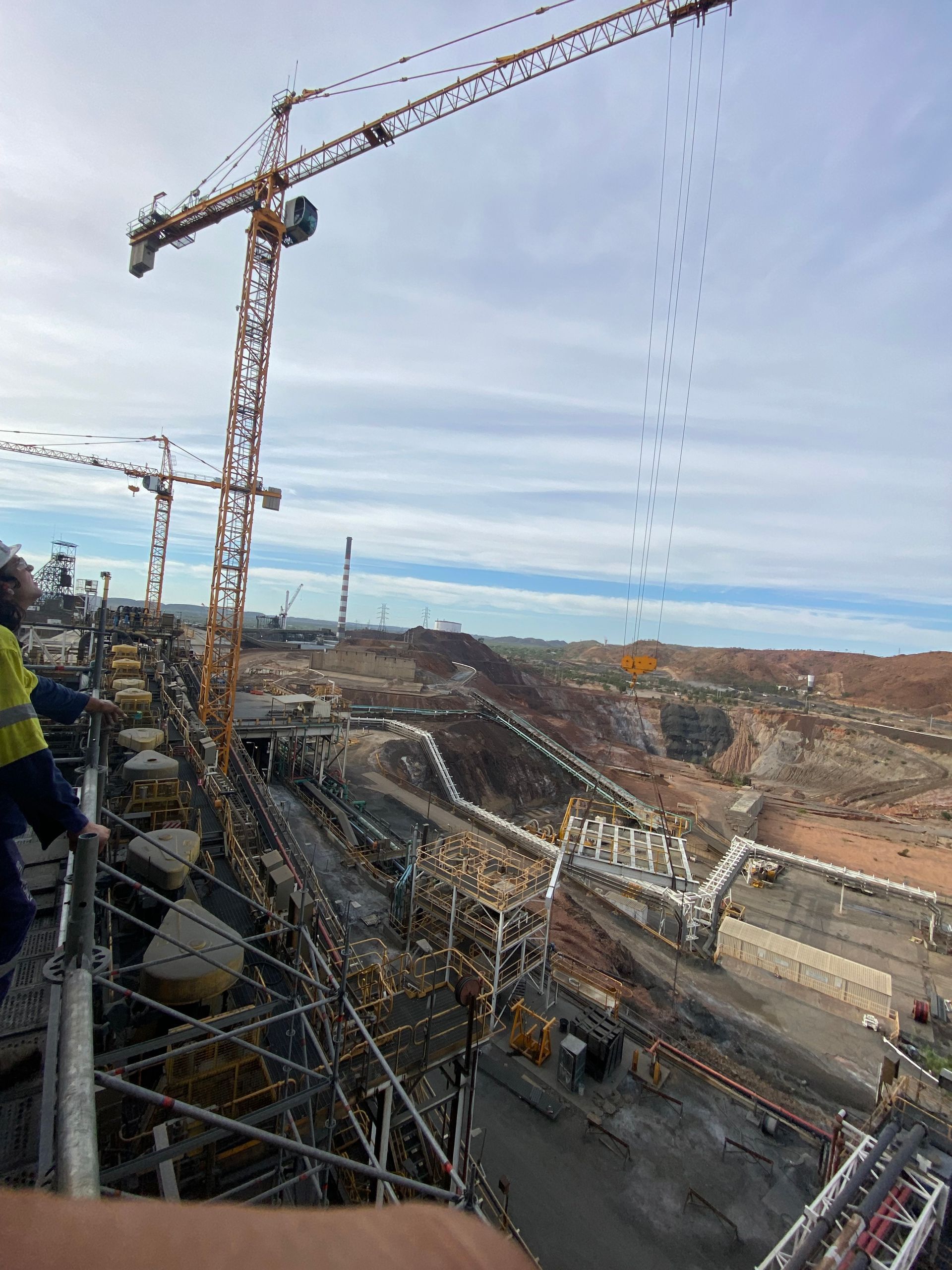 Construction Site With Crane, Scaffolding — Custom Steel Fab in Bohle, QLD