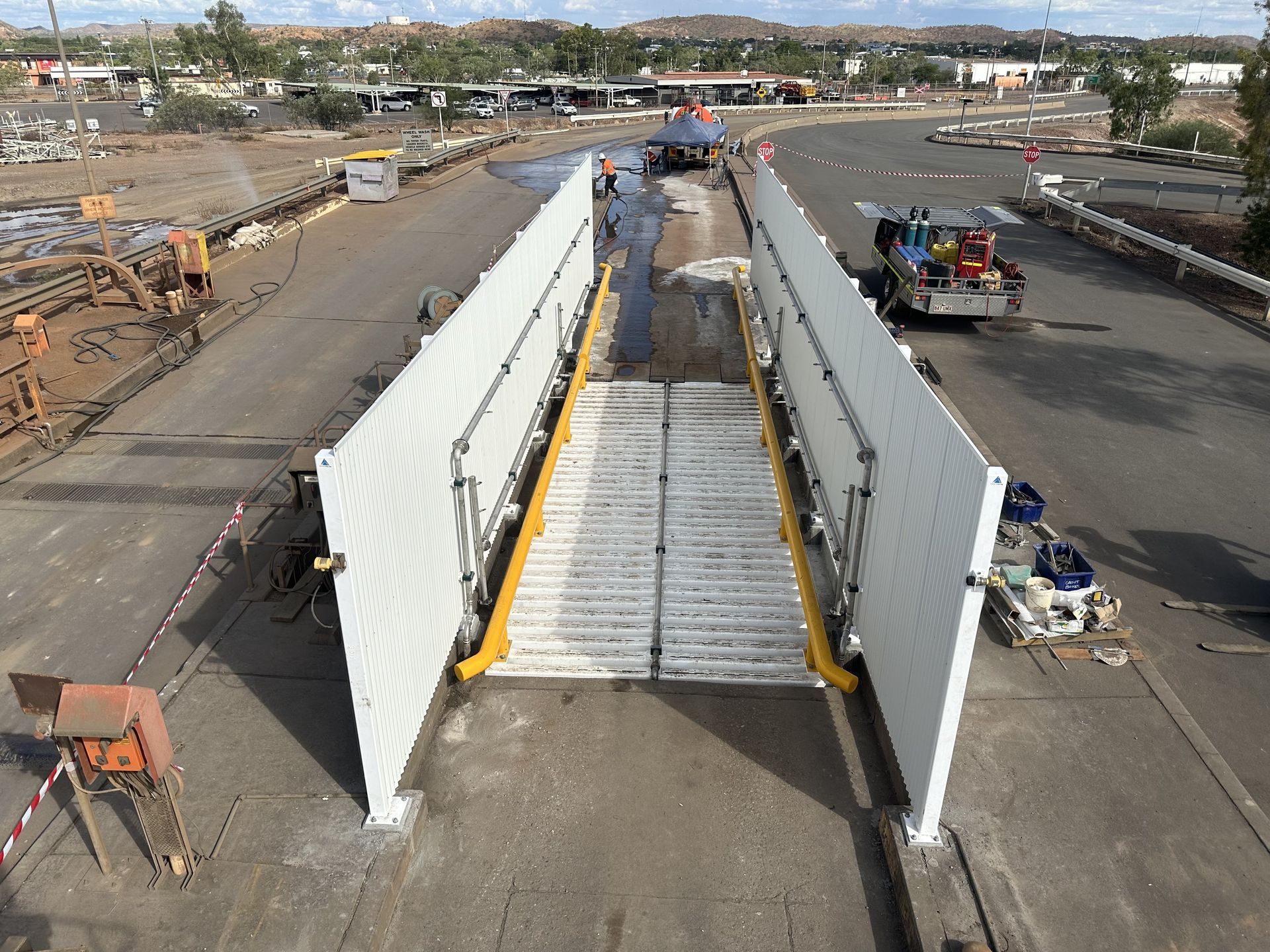 An Aerial View Of A Bridge Under Construction — Custom Steel Fab in Garbutt, QLD