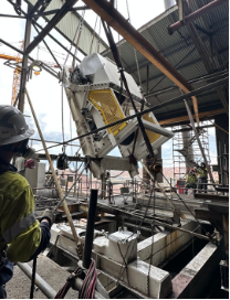 Industrial Machinery Being Hoisted in a Metal-framed Workshop — Custom Steel Fab in Bohle, QLD