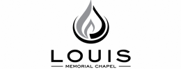 Louis Memorial Chapel logo with a black flame icon above the name.