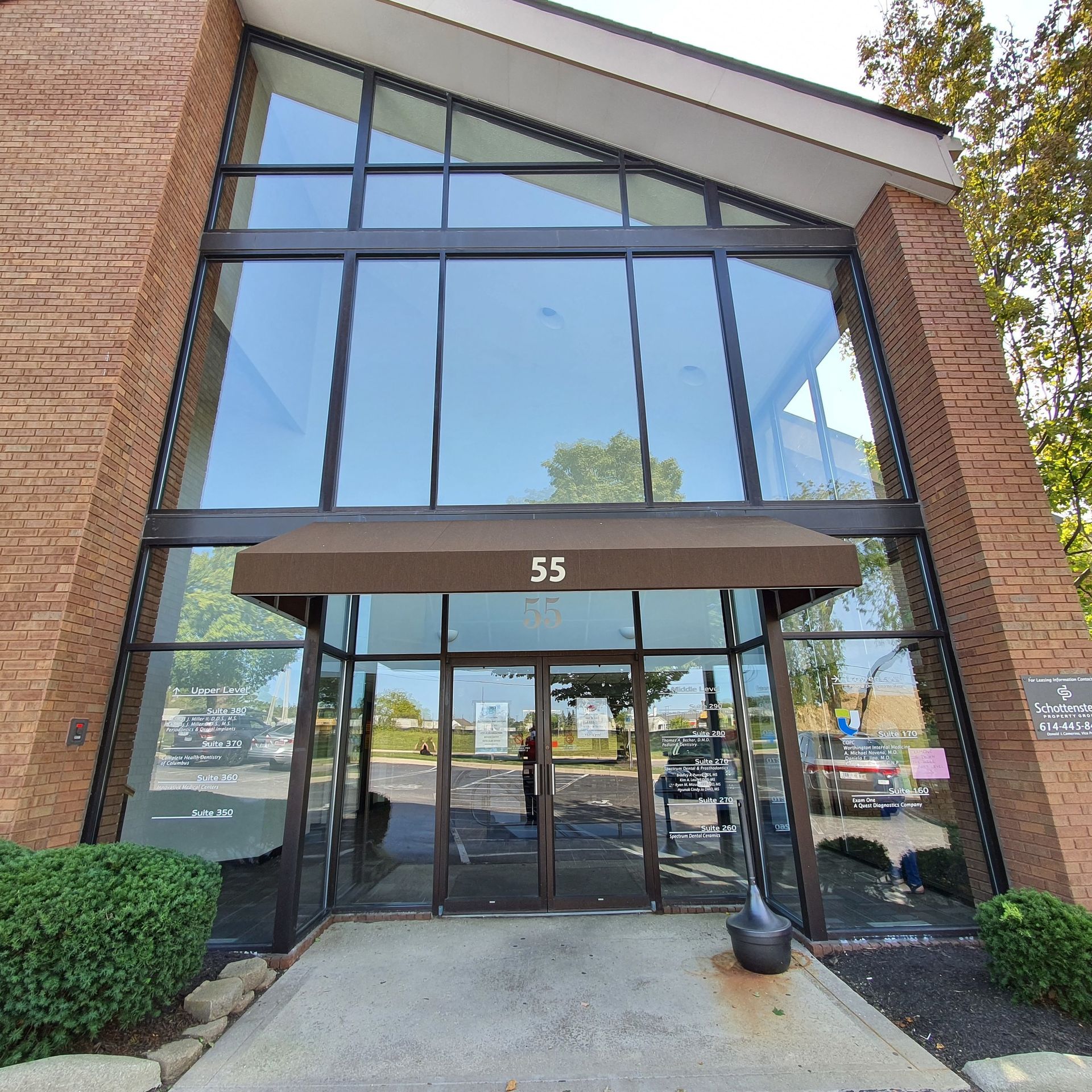 A building with the number 55 on it