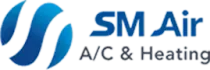 SM Air A/C & Heating logo in blue on a white background