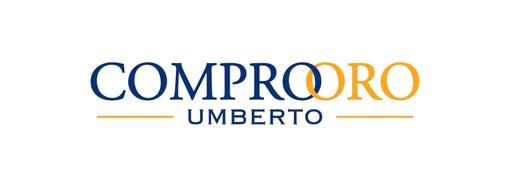 Testo del logo “COMPORO UMBERTO” in blu navy e oro su sfondo bianco