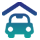 Carro sob um telhado, sombreado com um degradê azul e turquesa.