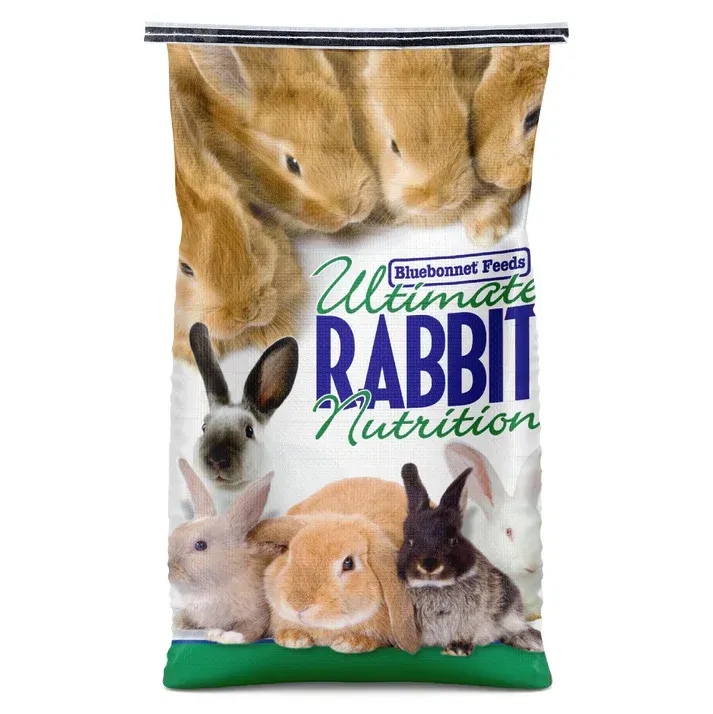 Burgess Excel Ultimate Rabbit Nutrition bag with four rabbits on the front and green bottom seal