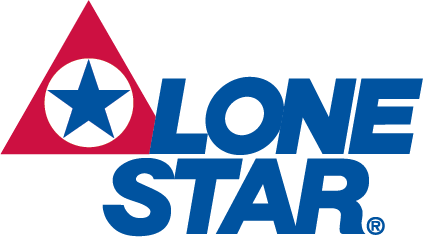 Lone Star logo with blue text and red triangle star emblem