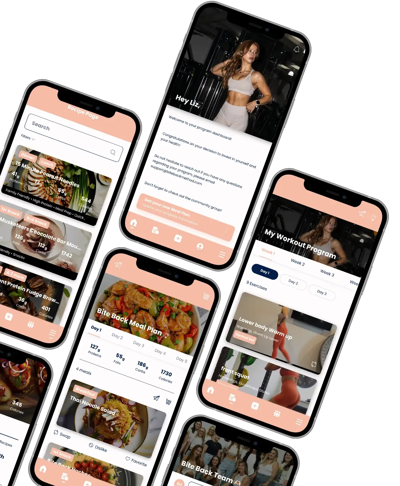 Smartphone with four white panels labeled 